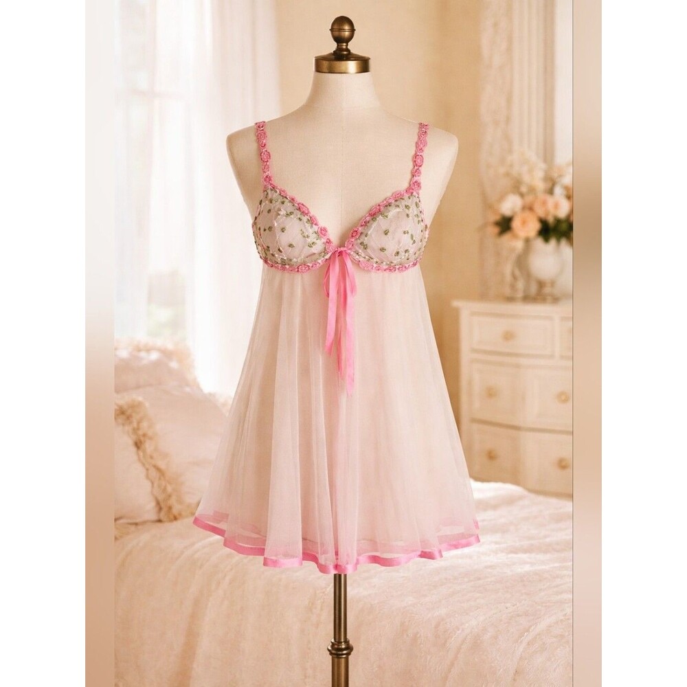 Vtg Y2k Victoria's Secret Slip Dress Lingerie Coquette Preppy Dollette Romantic